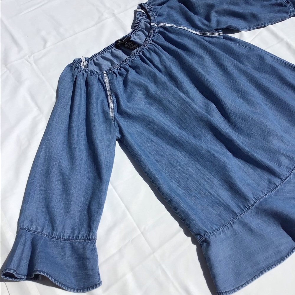 Vintage chambray peasant blouse, EUC